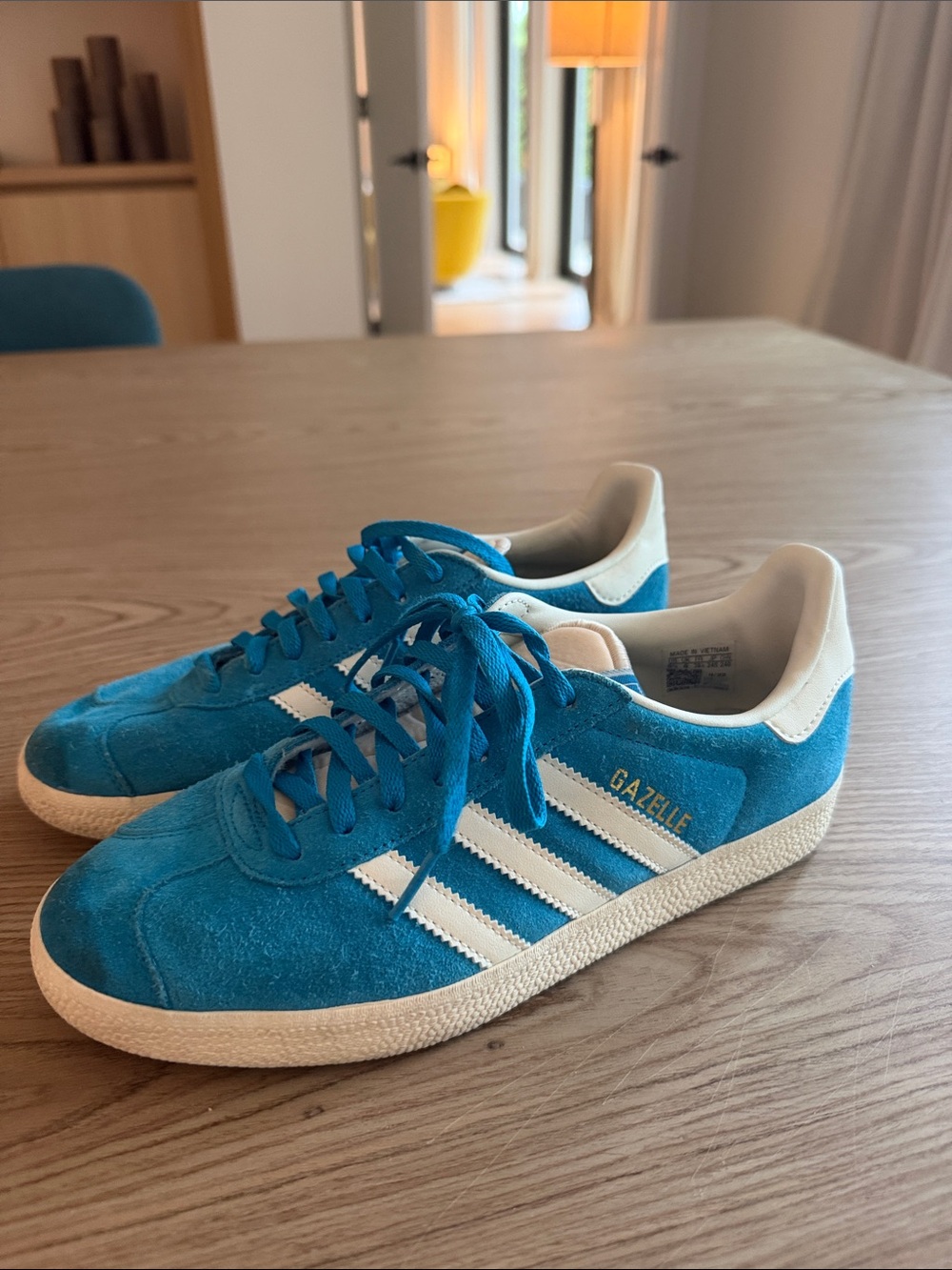 adidas Gazelle Suede Sneakers in Teal and White